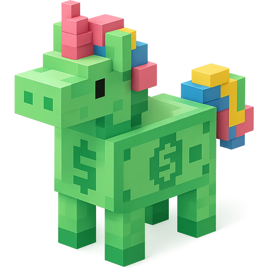 сделай единорога из долларовых купюр, no background emoji