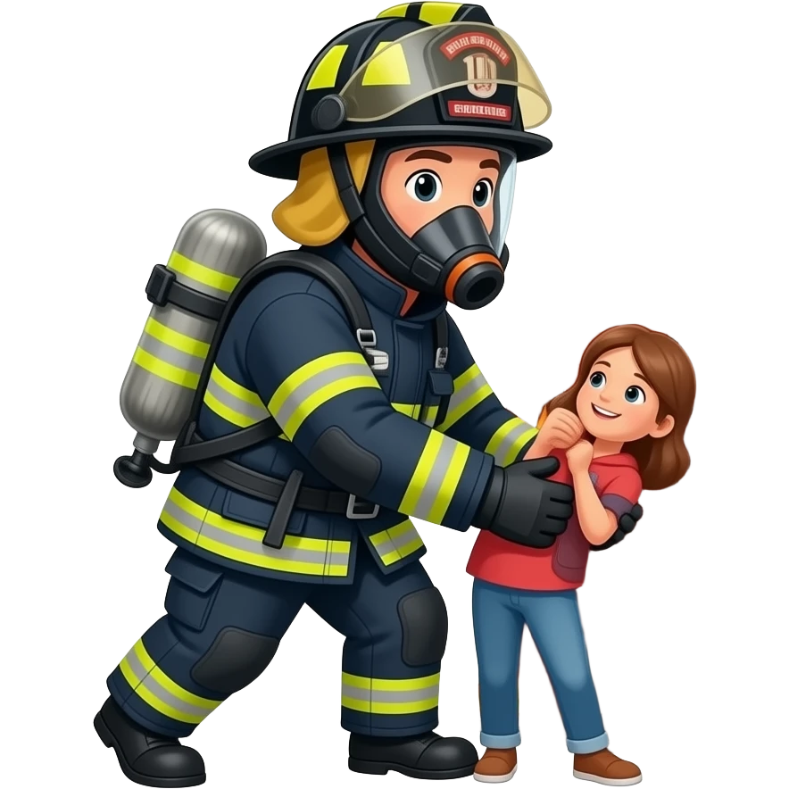 fire fighter saving a person in a burning building emoji
