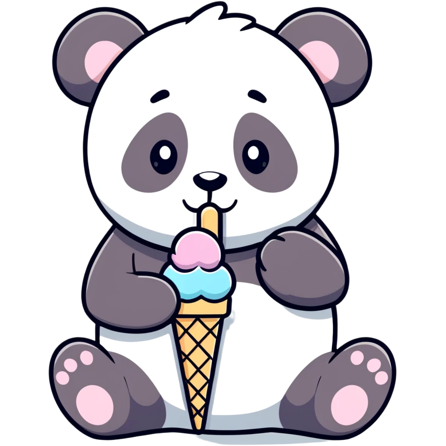 Panda eating ice cream emoji