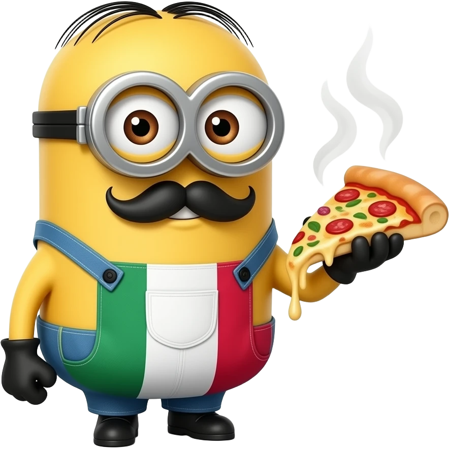 Make a min pin who is Italian holding a pizza and has a mustache emoji