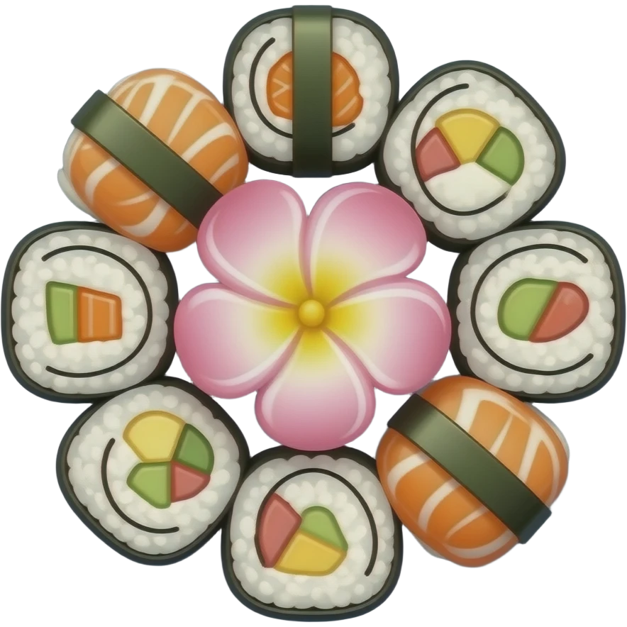 circle Sushi platter with flower on it emoji