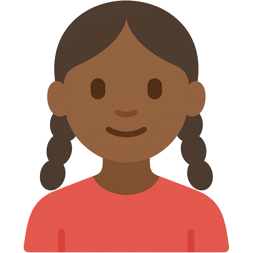 dark skin girl with braids wearing a red shirt emoji