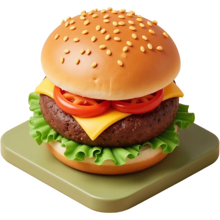 A modern sleek burger with detailed features with soft lighting emoji