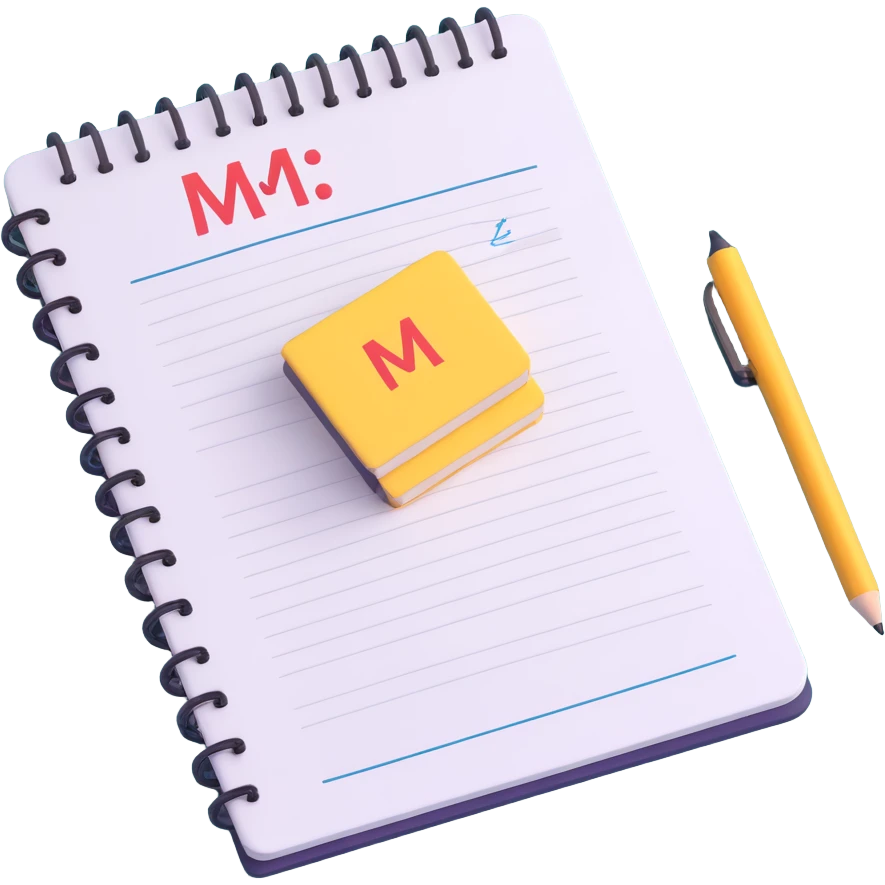 a notebook with homework and bad mark emoji