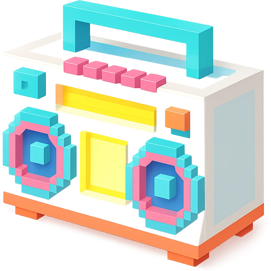 сделай белый святящейся бумбокс, no background emoji