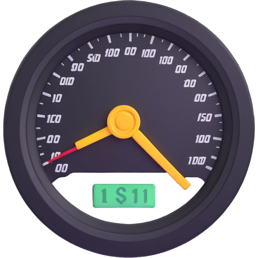 speedometer with a dollar sign in the center emoji