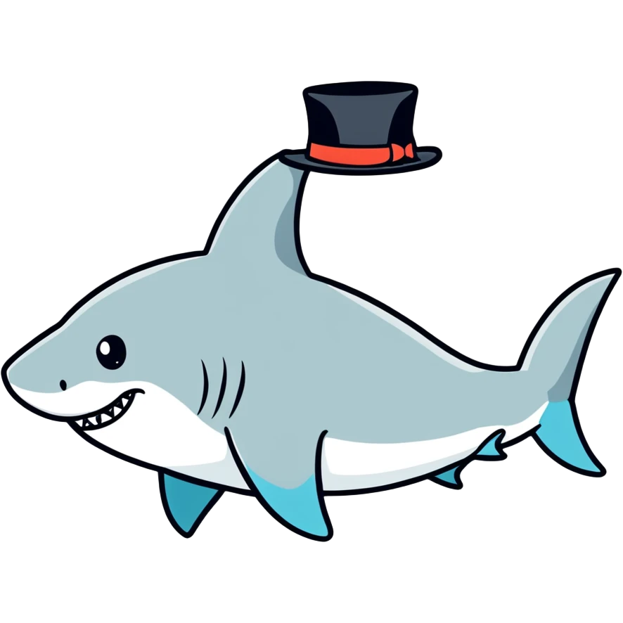 Shark with a top hat emoji