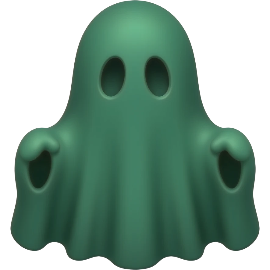 Dark green sheet ghost with hands by side emoji