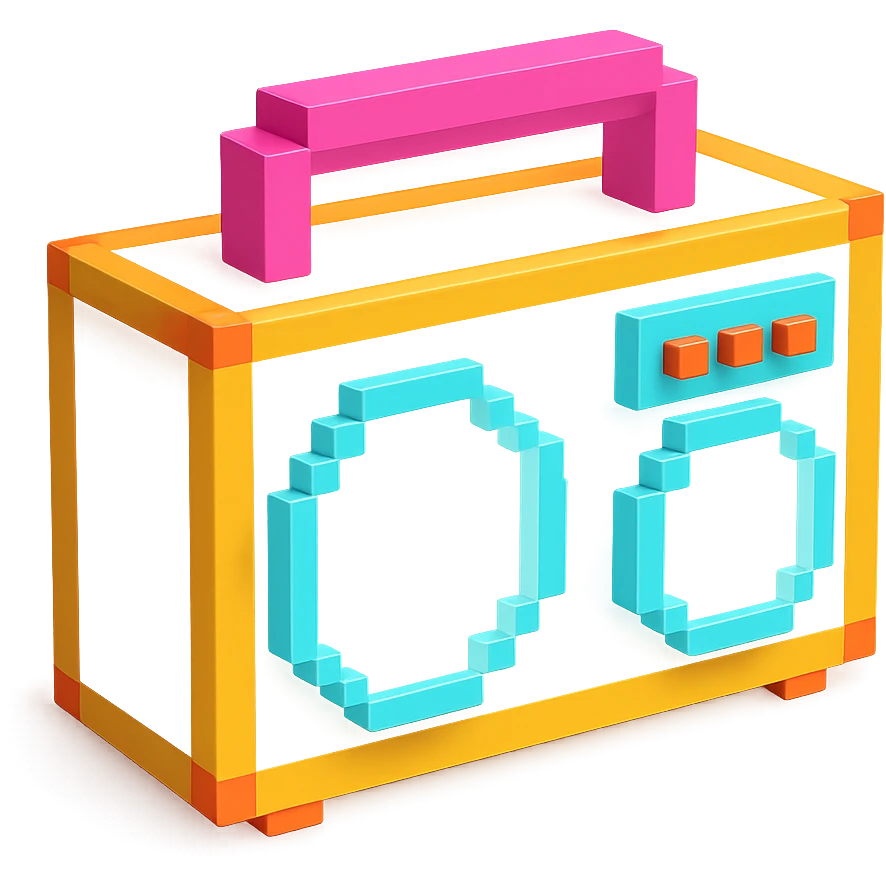 сделай белый святящейся бумбокс, no background emoji