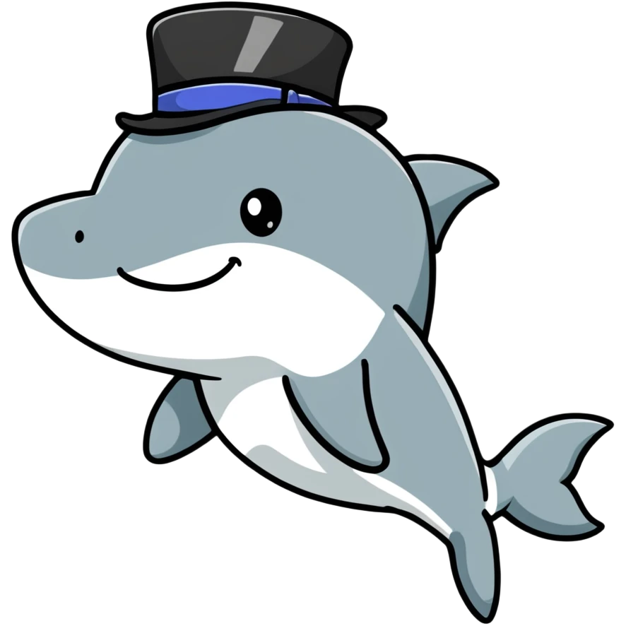 Shark with a top hat emoji