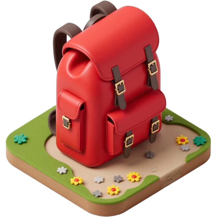 red hiking backpack emoji
