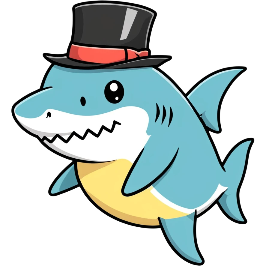 Shark with a top hat emoji