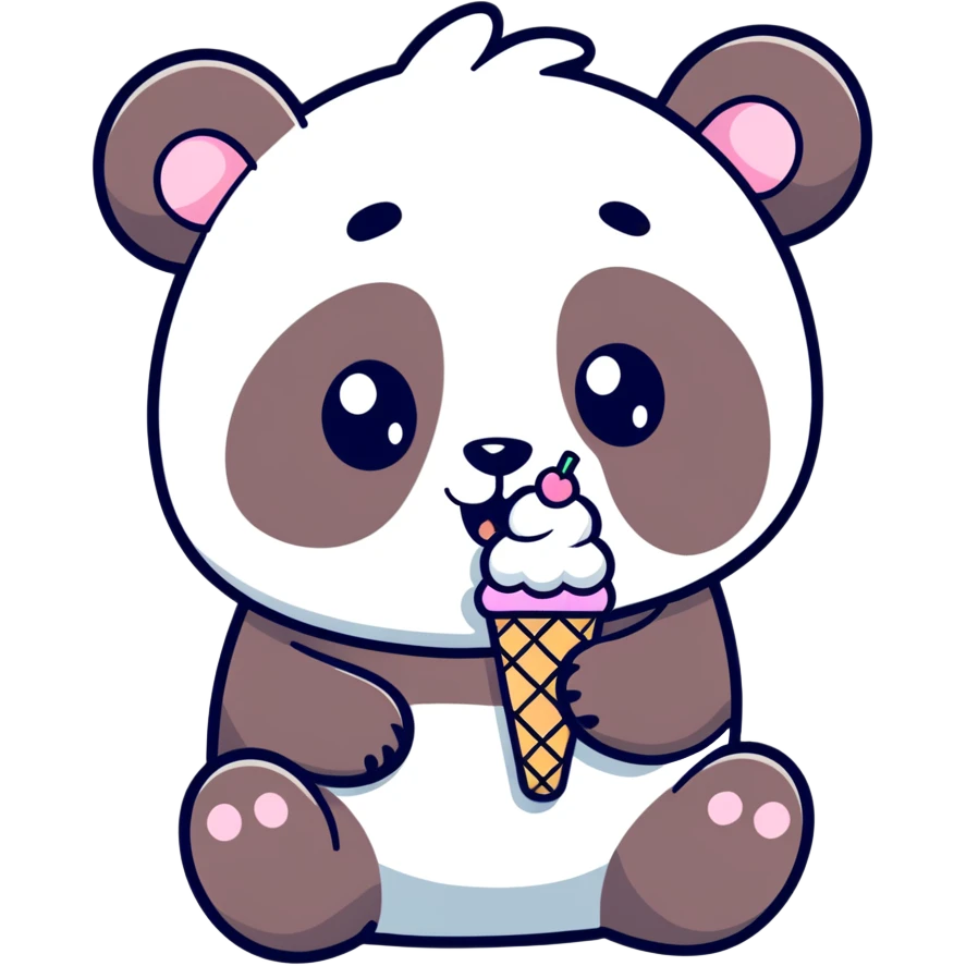 Panda eating ice cream emoji