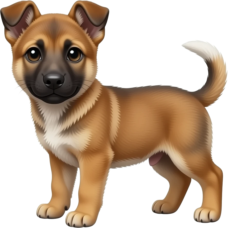 6 month old malinois puppy with floppy ears and white tip tail emoji