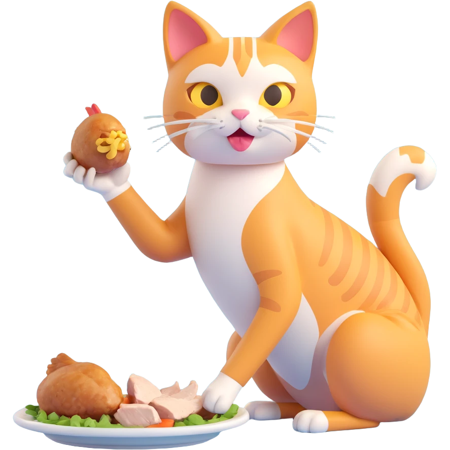 cat eating chicken emoji