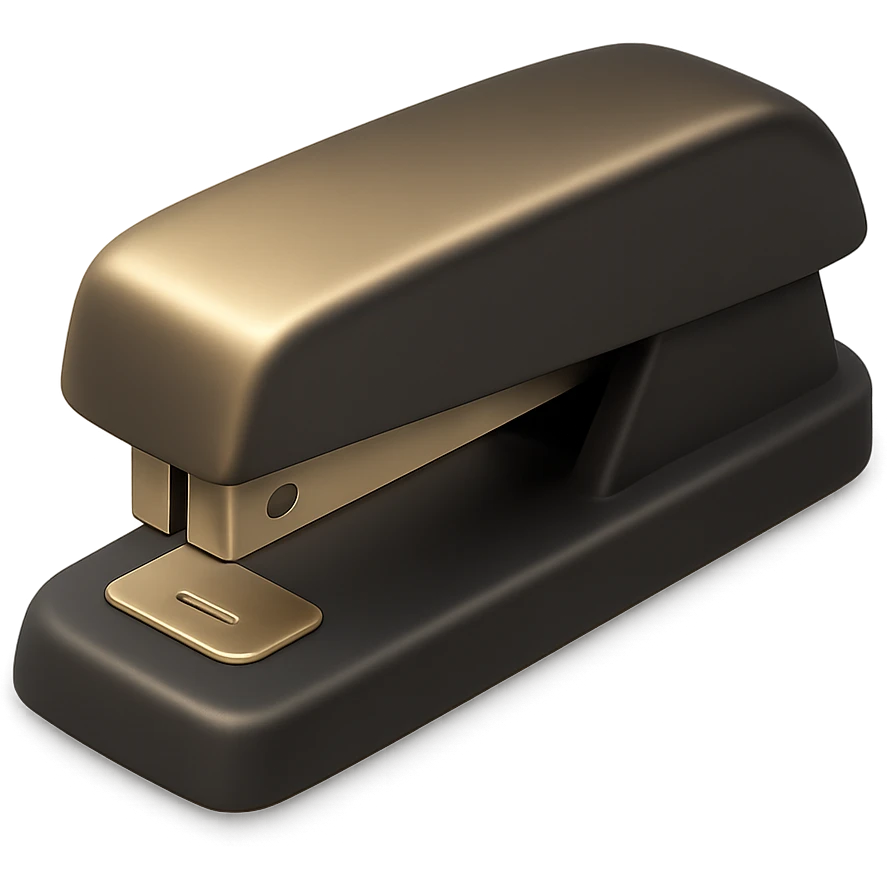 a gold stapler in 3D black style emoji