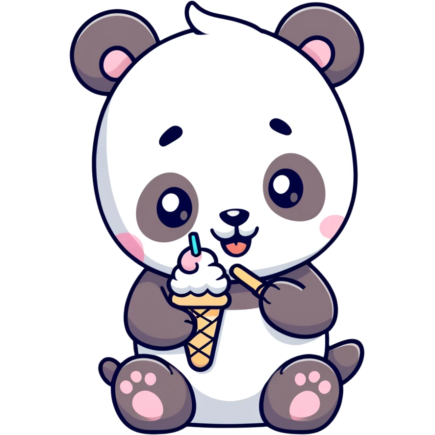 Panda eating ice cream emoji