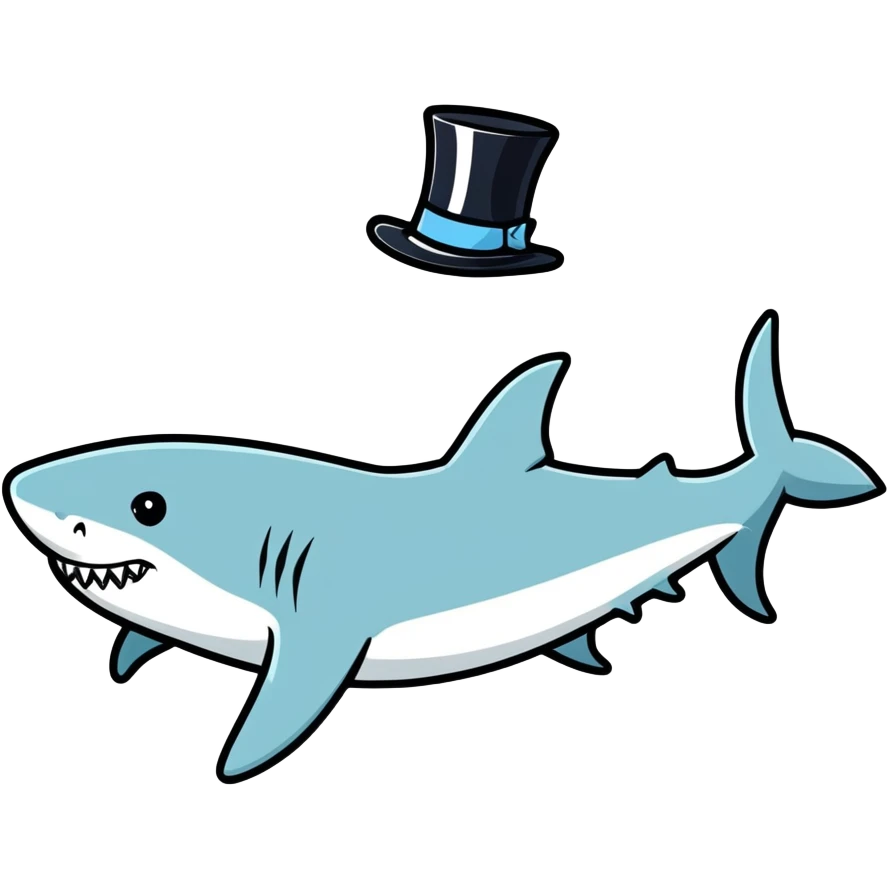 Shark with a top hat emoji