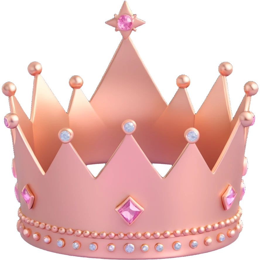 rose gold crown, metallic, soft pink, minimal background emoji