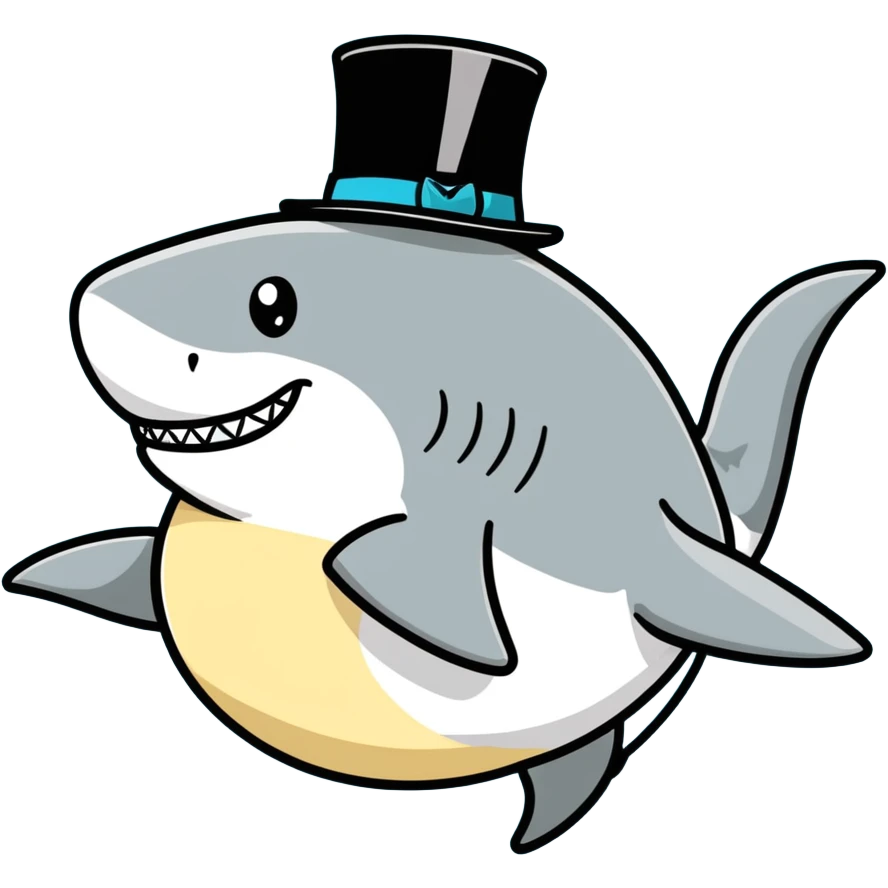 Shark with a top hat emoji