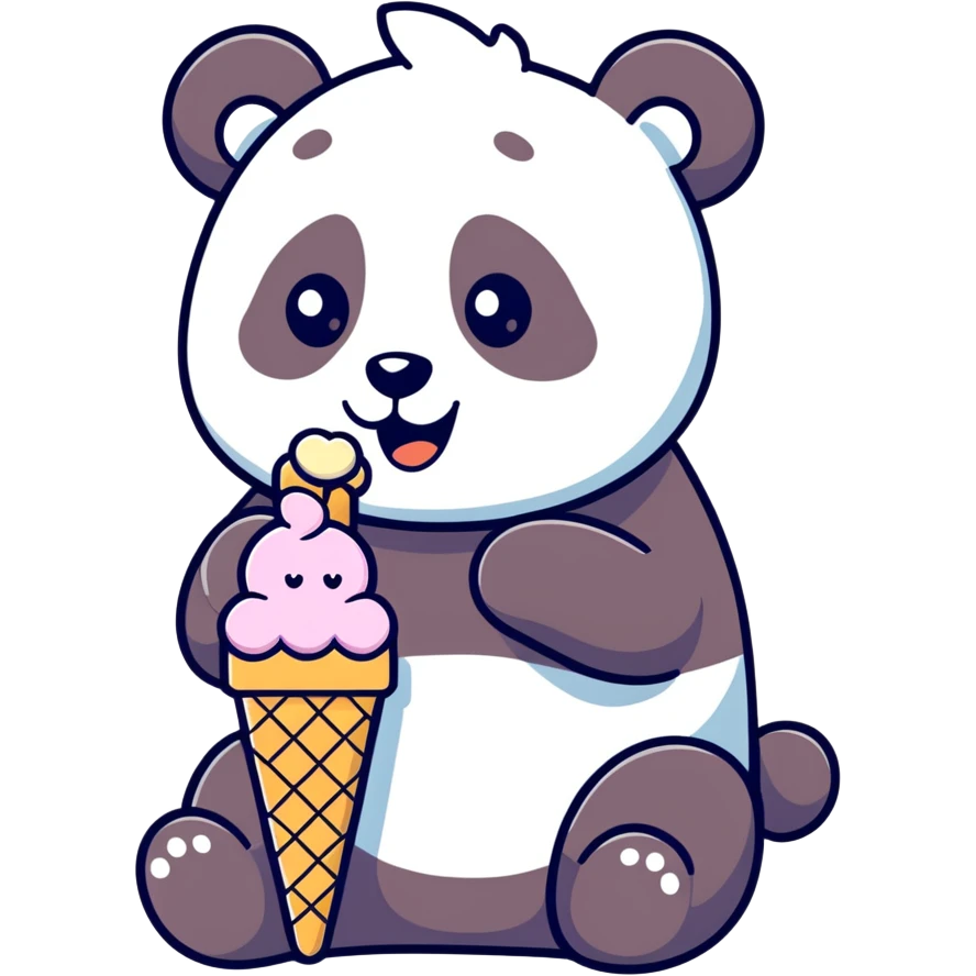 Panda eating ice cream emoji