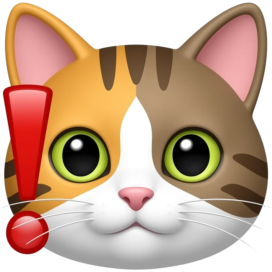 голова кота с красным восклицательным знаком слева emoji