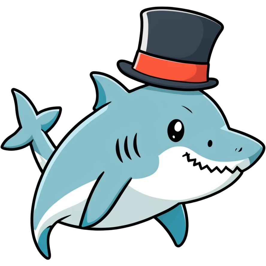 Shark with a top hat emoji