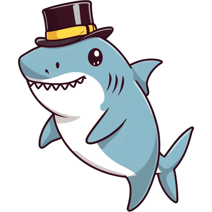 Shark with a top hat emoji