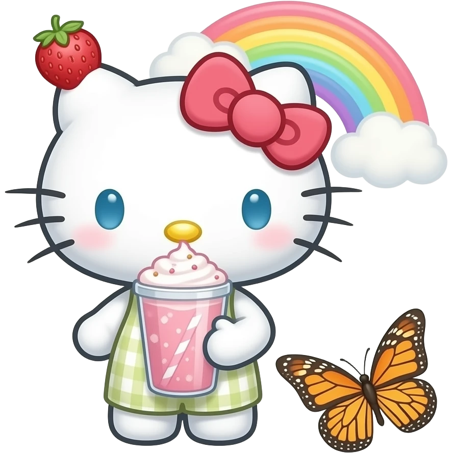 Rainbow cinnamoroll strawberry milkshake butterfly by sanrio drinks emoji