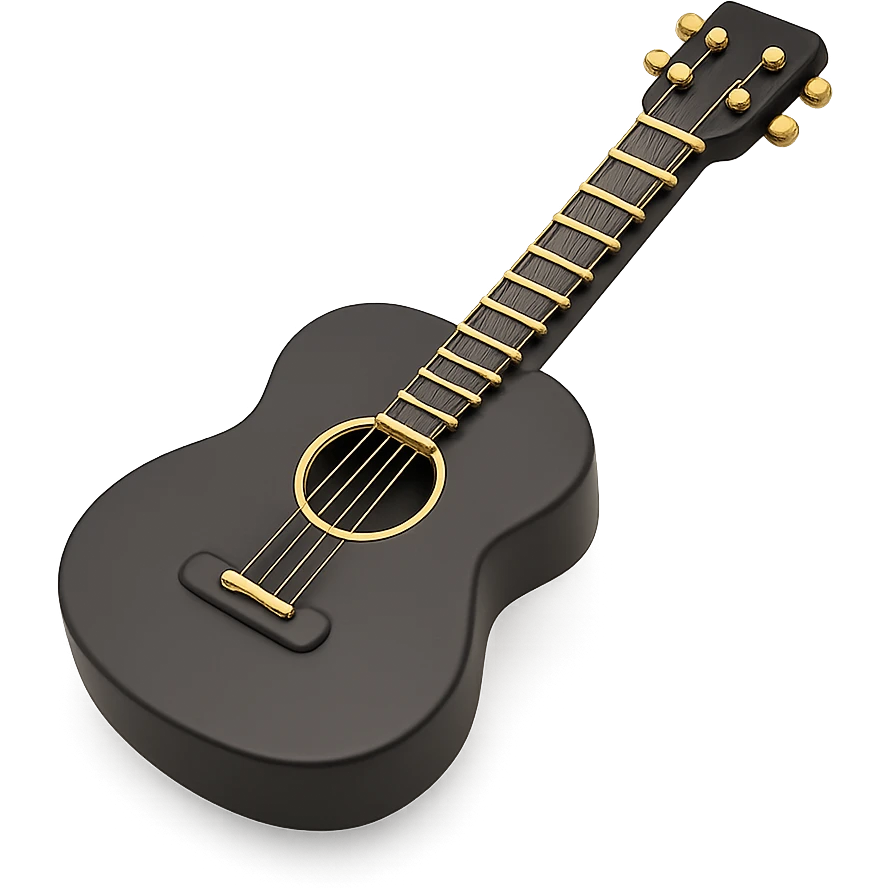 a guitar in 3D black style emoji