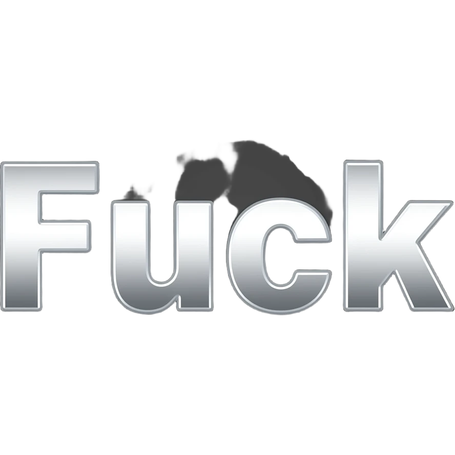 Silver "Fuck" , black background, high contrast, mostly monochrome, minimalist futuristic design, metallic texture, smooth surface, smooth texture with soft neon hues, smooth, futuristic, minimalist emoji