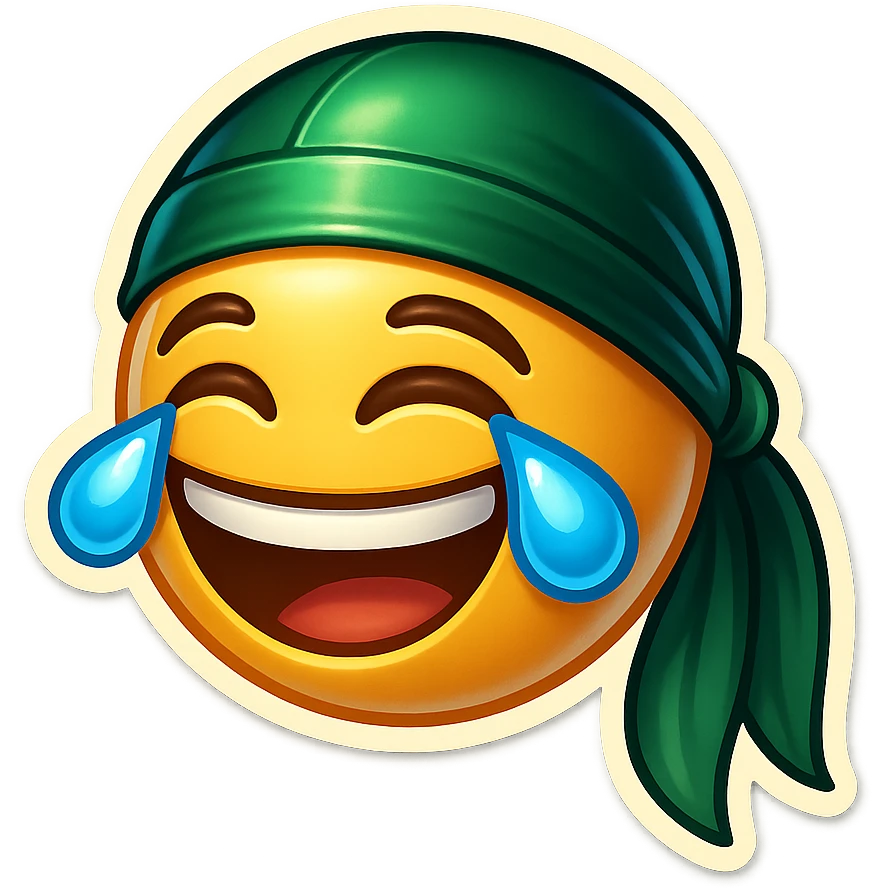 lol face laughing crying
make him smile
Change His durag To Green emoji