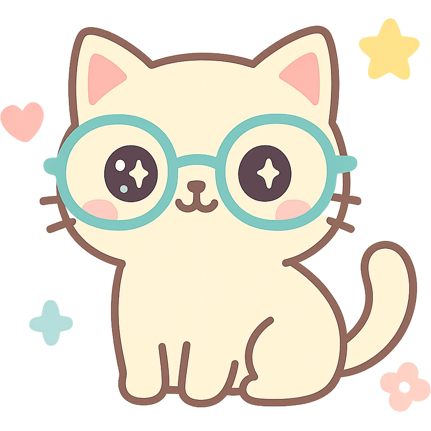 cat in glasses, colorful, vibrant emoji