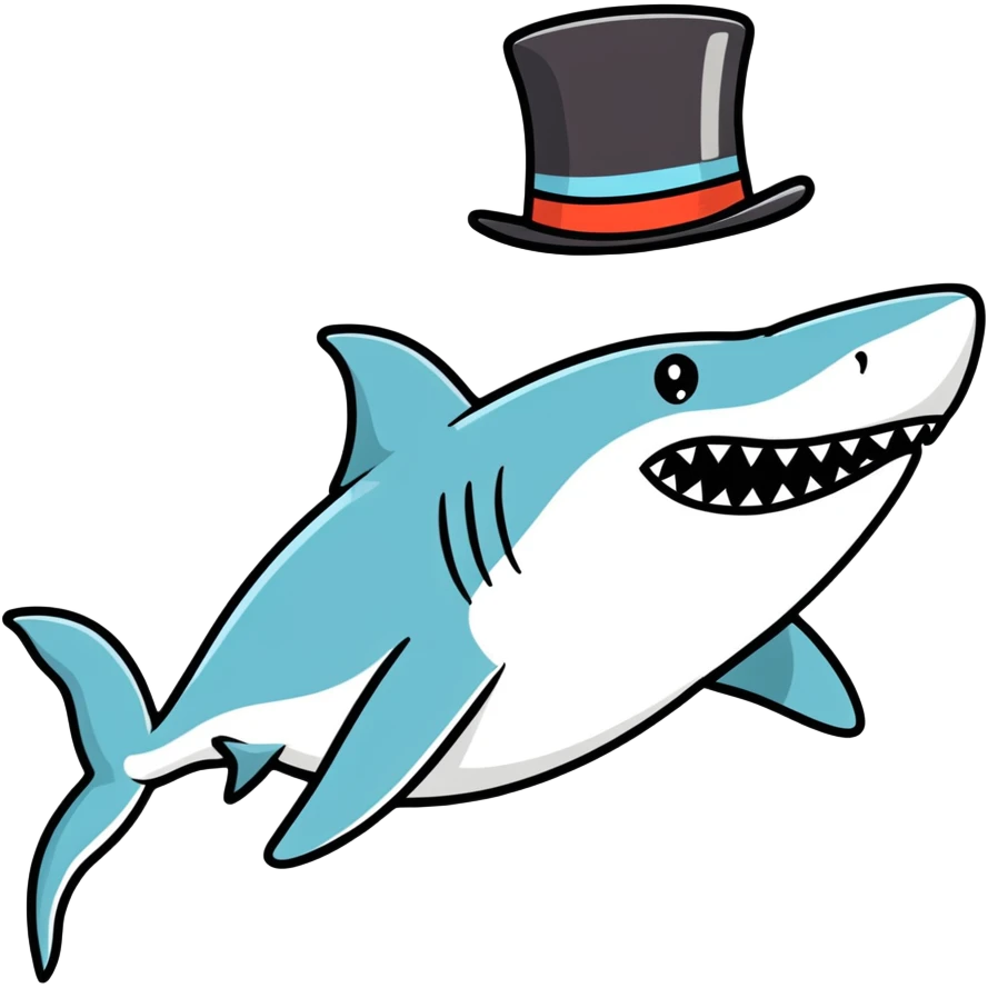 Shark with a top hat emoji