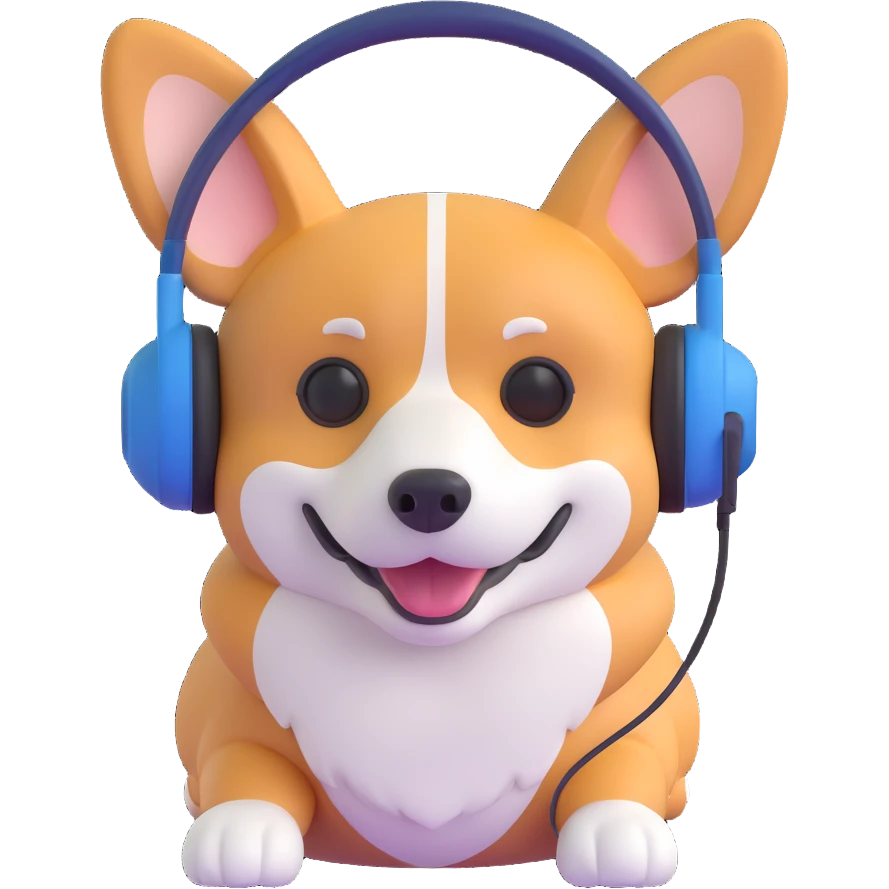 cool corgi with headphones emoji