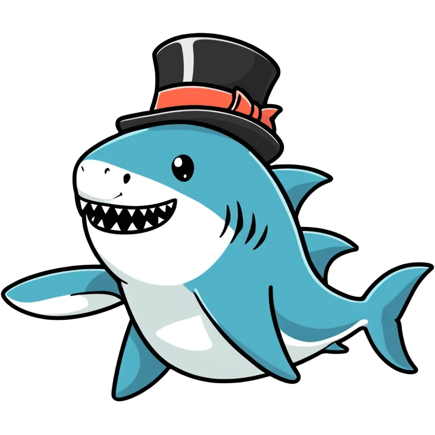 Shark with a top hat emoji