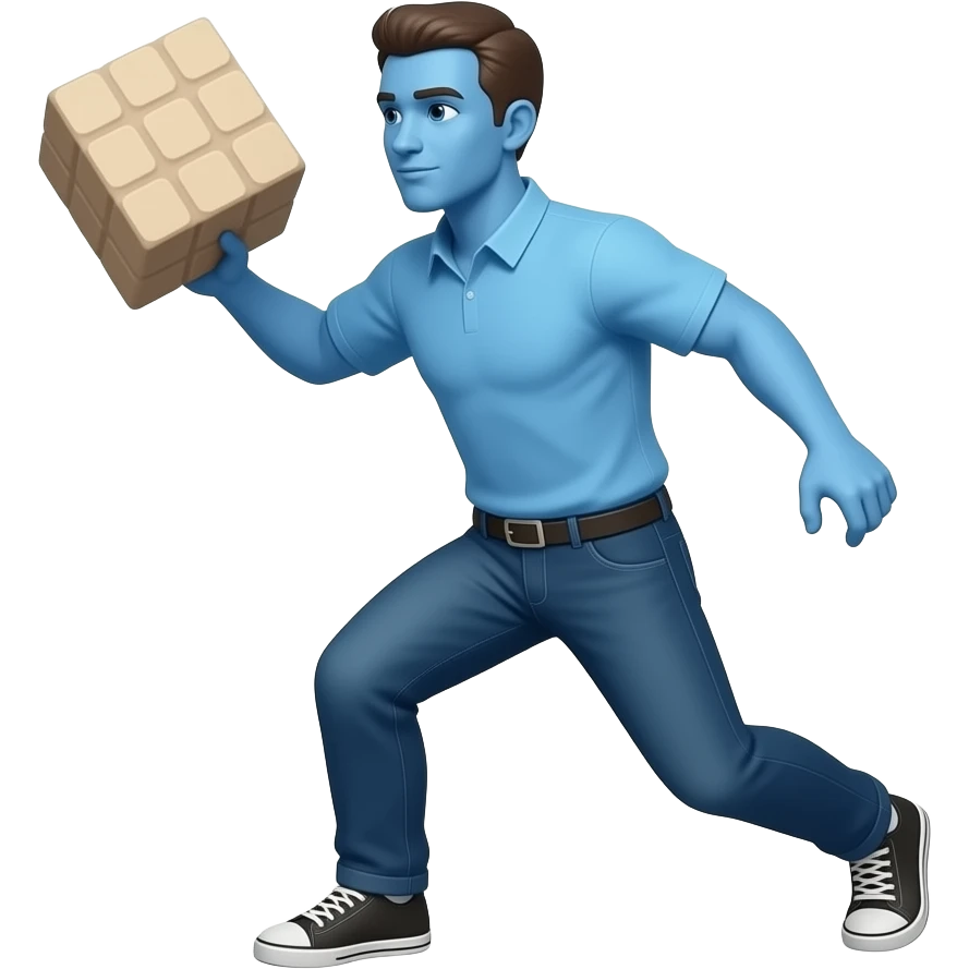 Blue man throwing block emoji