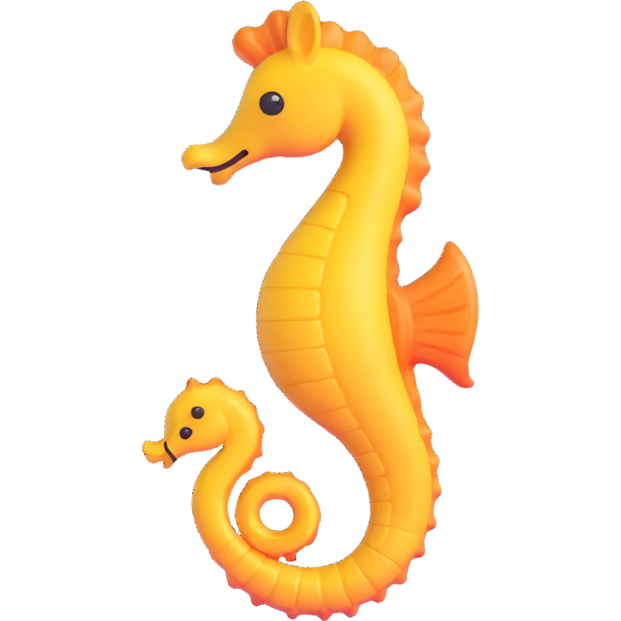 shiny and rounded seahorse in 3D emoji style emoji