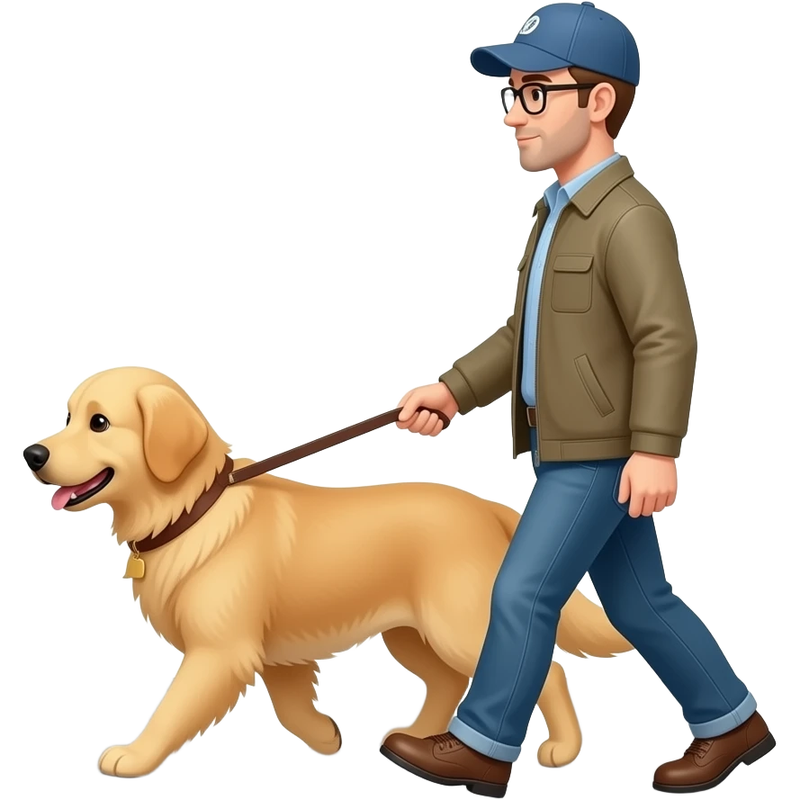 The Golden is crossing the pedestrian crossing with her owner. emoji