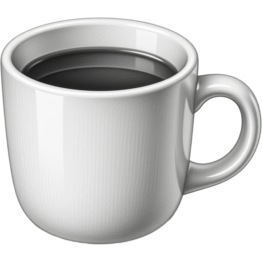 Coffee cup, graphite pencil drawing, individual hatch marks visible ...