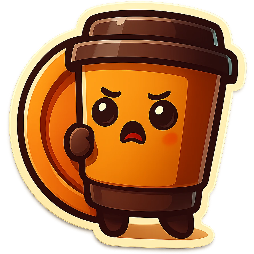 Tall coffee cup, dramatic, hiding, behind plate emoji
