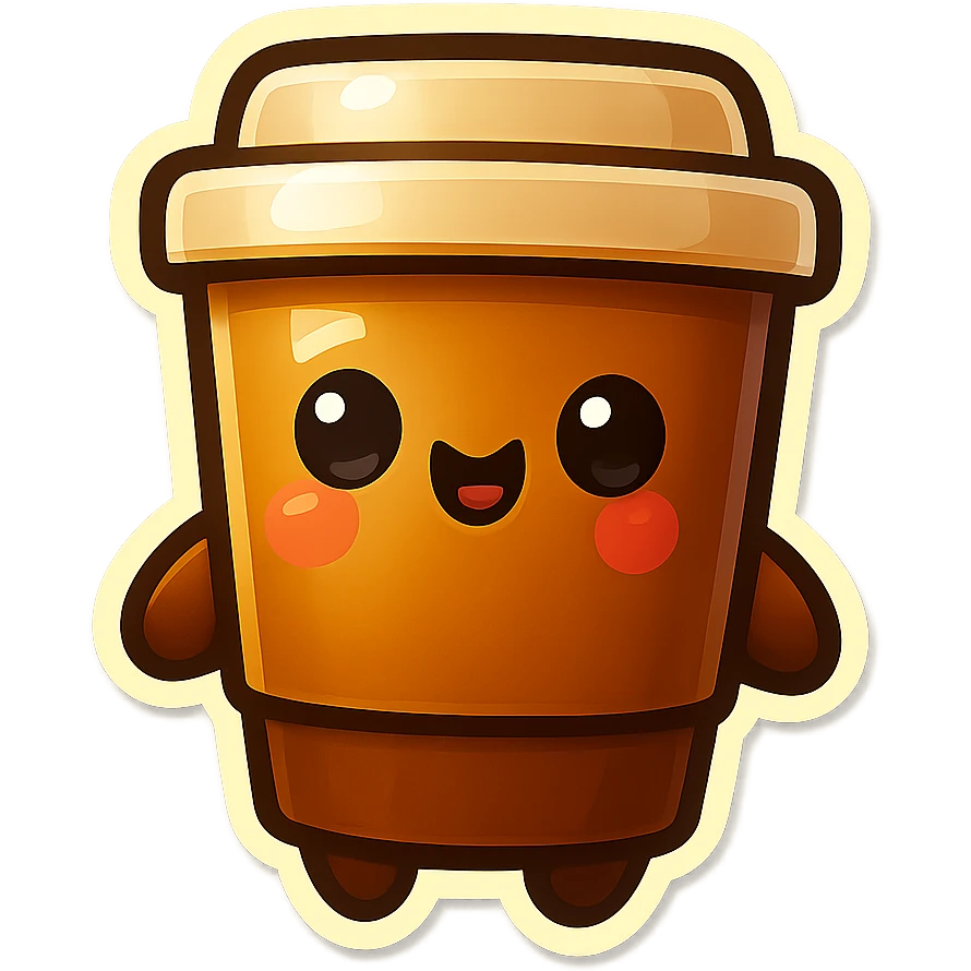 Tall coffee cup, large awkward emoji
