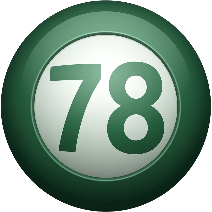 bola de bingo verde oscuro con número 78 emoji
