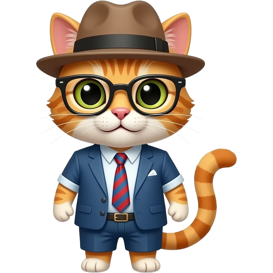 Gato con sombrero y lentes emoji