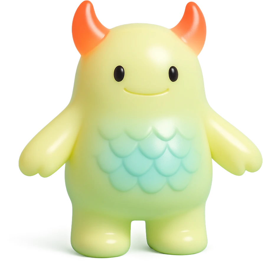 monster with glowing red horns, shimmering scales, and a bright aura emoji