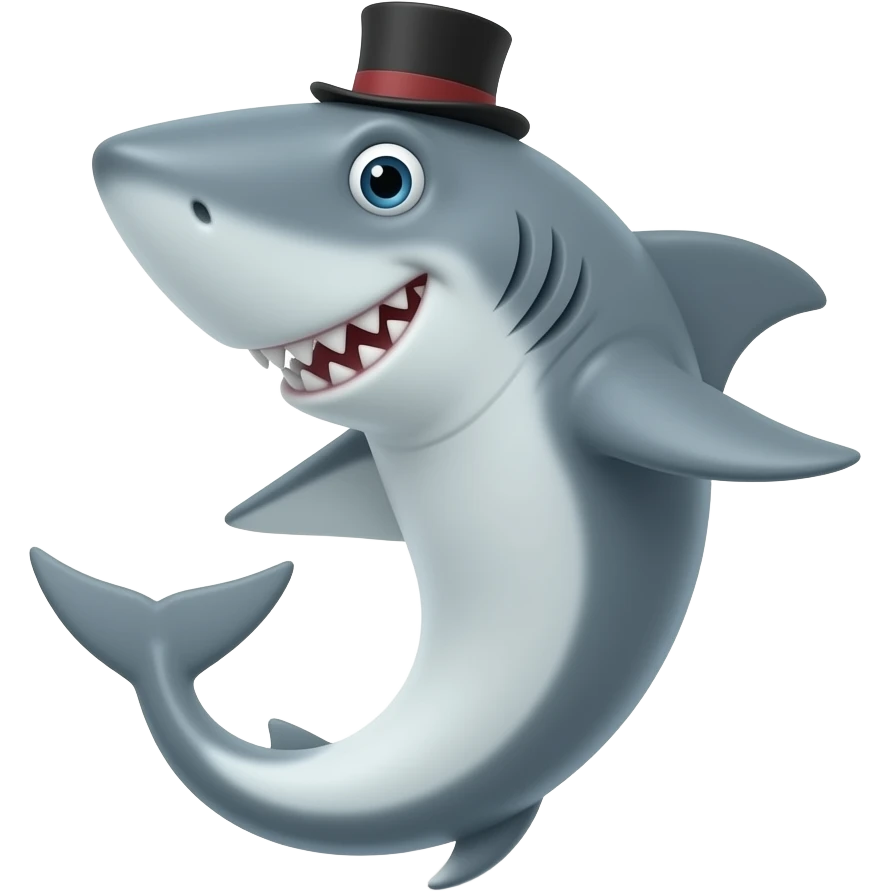Shark with a top hat emoji