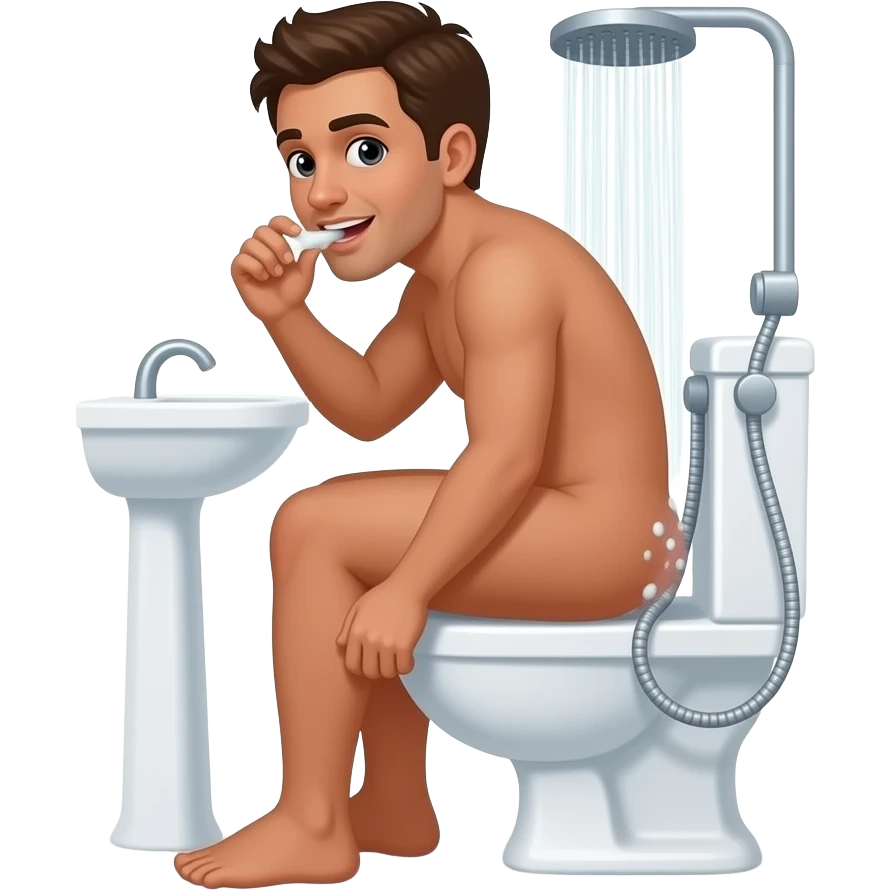 2 Brown  Mans naked making sex Sitting on his ass in his mouth. bathroom wash butt in to shower full body emoji