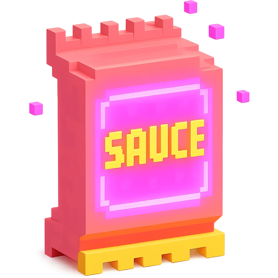 сделай соус из фастфуда розовый светящийся, no background  emoji
