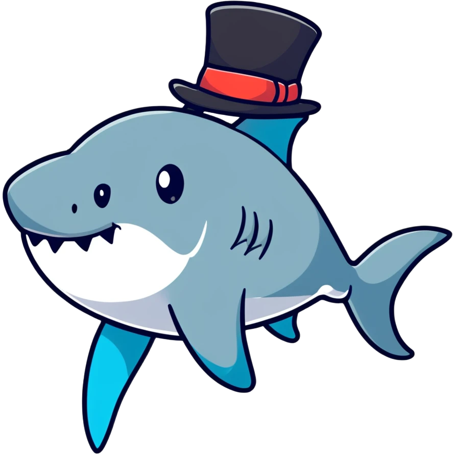 Shark with a top hat emoji