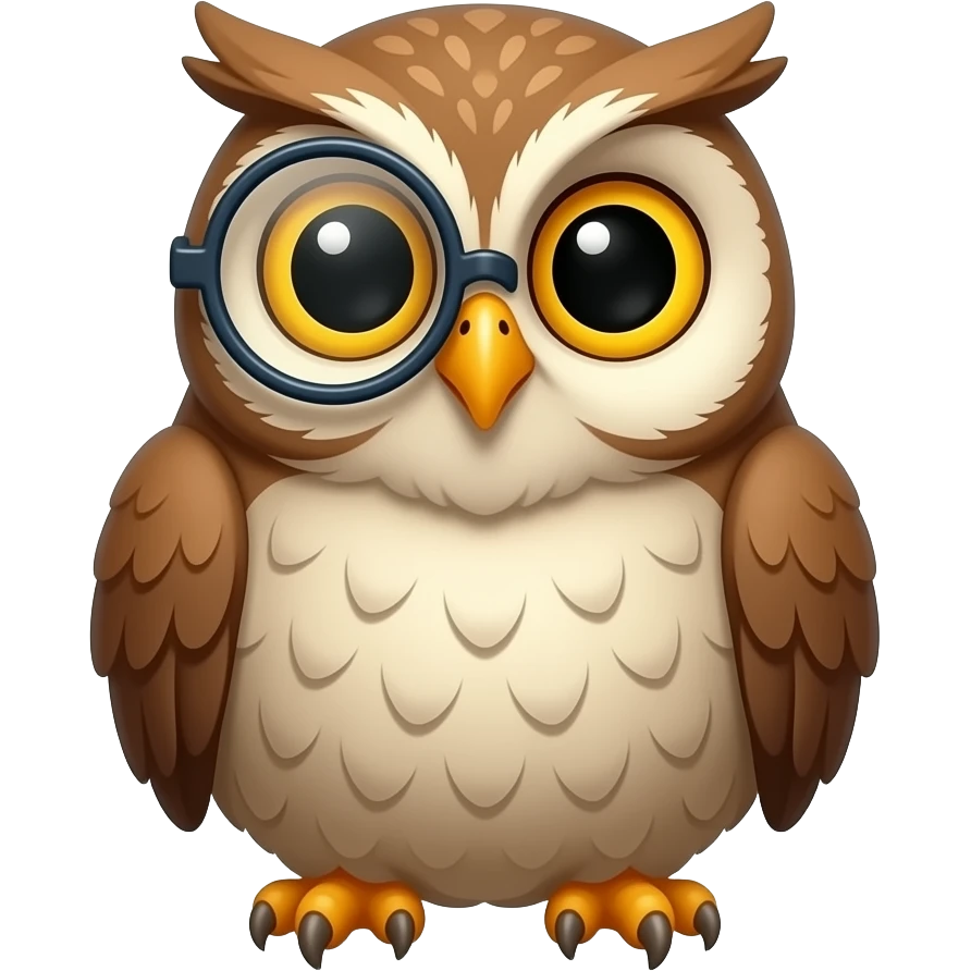 Fat owl wearing a monocle  vibrant emoji